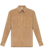 Burberry Men's Natural Logo-Embroidered Corduroy Zip Shirt Jacket