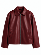Burgundy Oversized Leather Jacket for Men | Premium Zip-Up Jacket | XOVRA