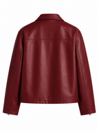Burgundy Oversized Leather Jacket for Men | Premium Zip-Up Jacket | XOVRA