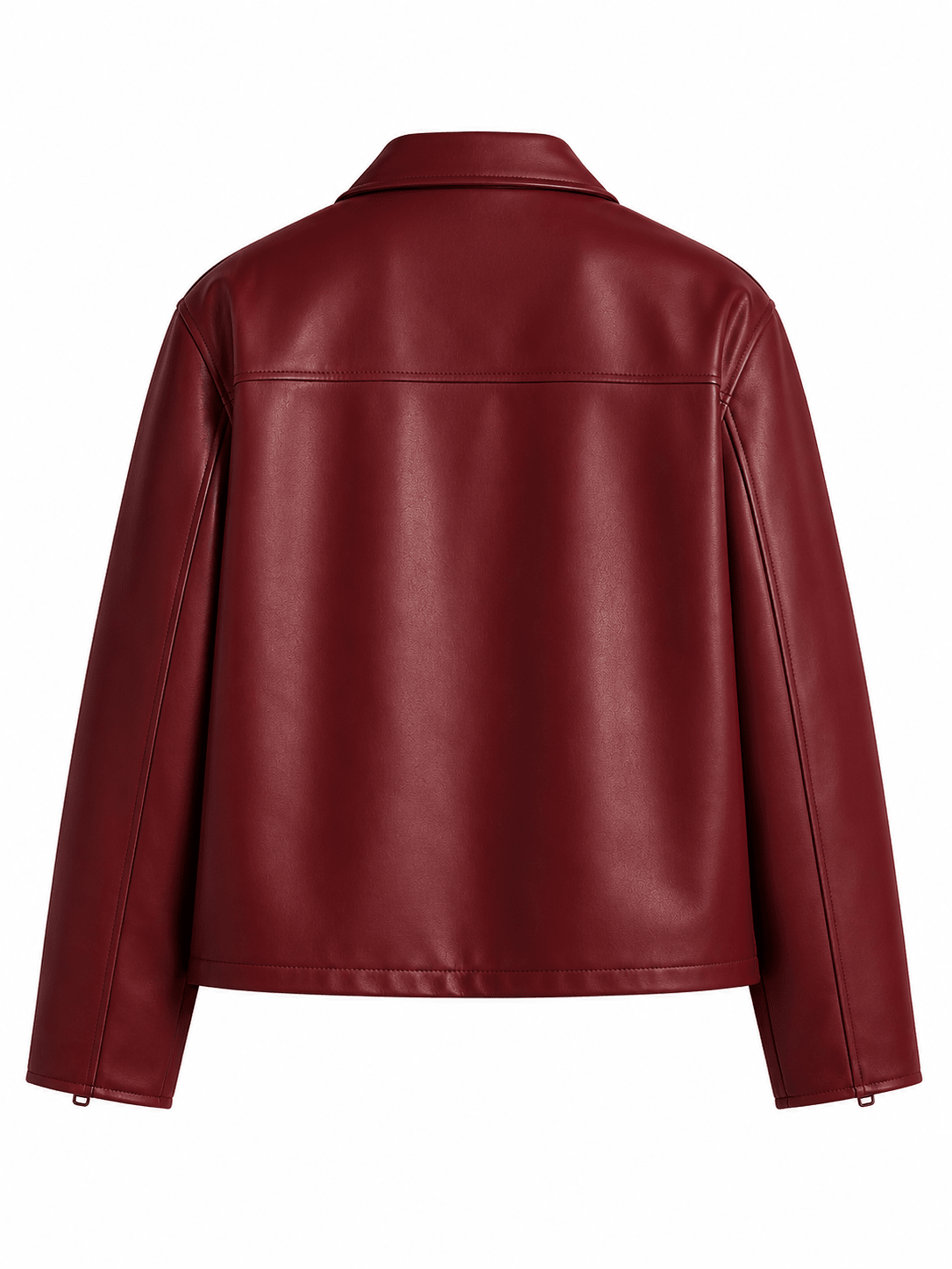 Burgundy Oversized Leather Jacket for Men | Premium Zip-Up Jacket | XOVRA