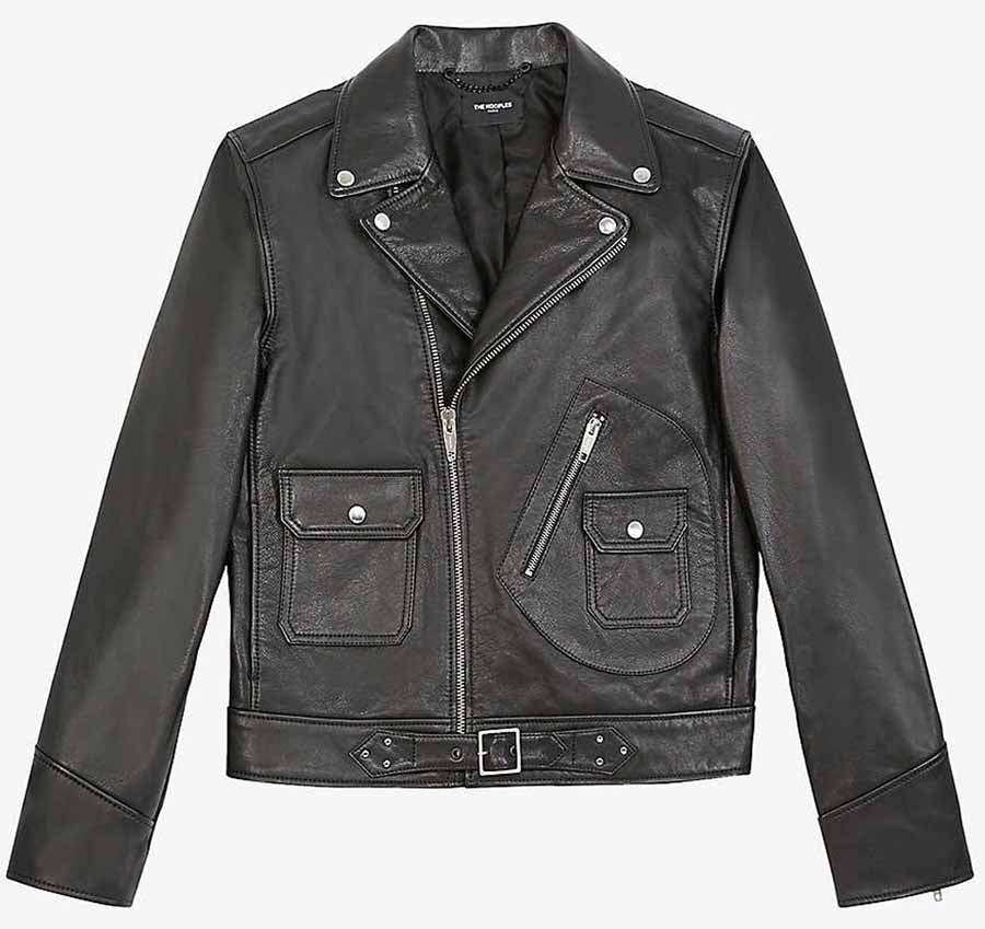 Trendy Mens Black Leather Biker Jacket