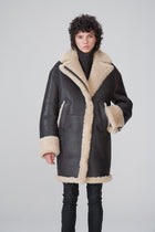 Women's Black B7 Shearling Leather Coat
