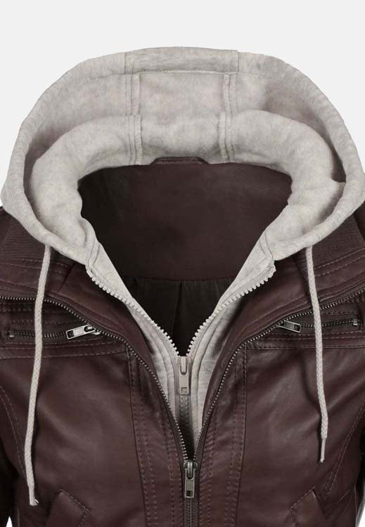 Women’s Chocolate Brown Leather Bomber Jacket