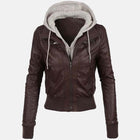 Women’s Chocolate Brown Leather Bomber Jacket