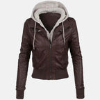 Women’s Chocolate Brown Leather Bomber Jacket