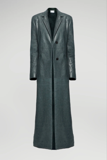 Women's Gray Trench Leather Coat