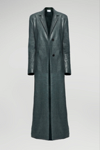 Women's Gray Trench Leather Coat