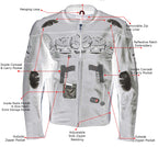 Milwaukee Leather LKM17011 Men's 3 Skull Head Premium Black Leather Motorcycle Jacket with CE Armor