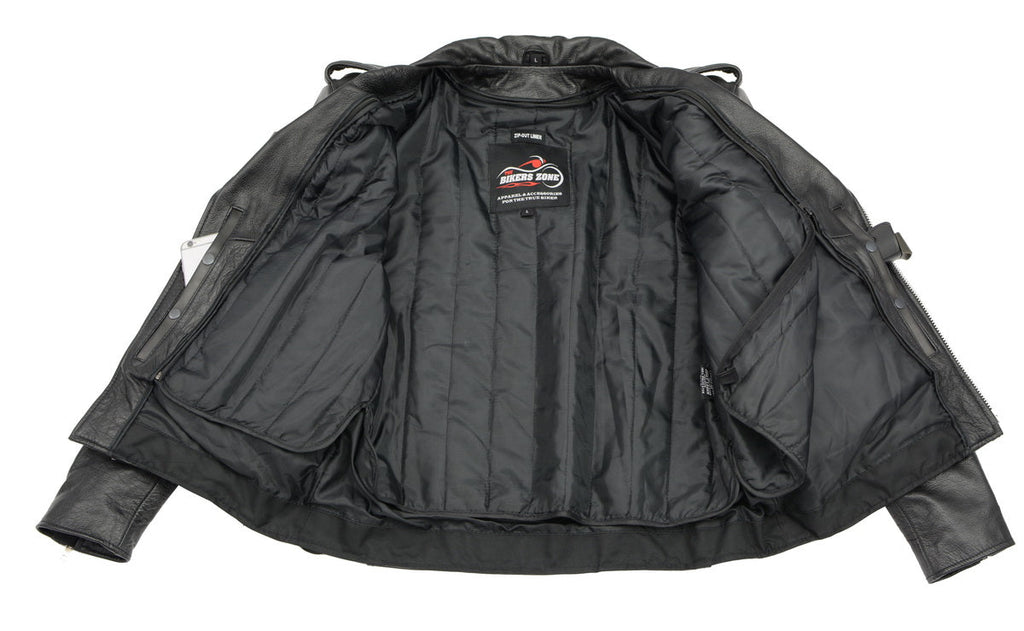Men’s Premium Buffalo Black Leather Motorcycle Jacket with CE Armor Protection BZ1512