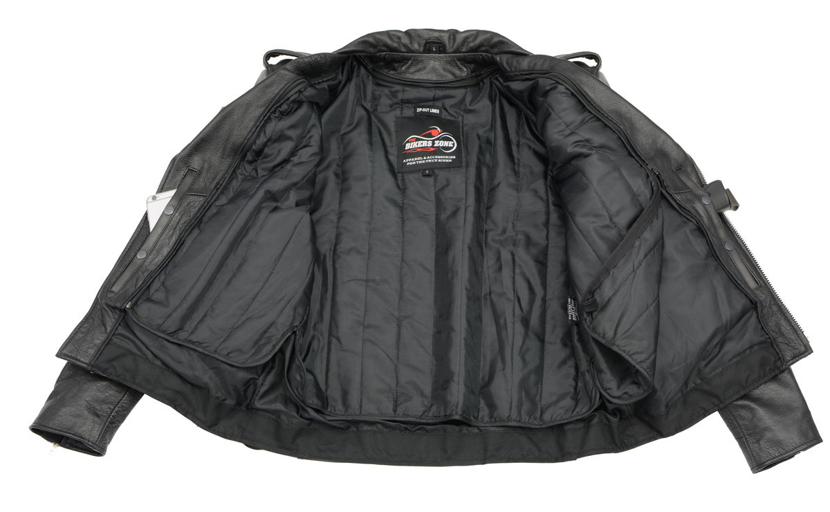 Men’s Premium Buffalo Black Leather Motorcycle Jacket with CE Armor Protection BZ1512