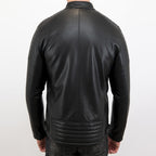 Mens Cafe Racer Biker Leather Jacket