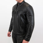 Mens Cafe Racer Biker Leather Jacket