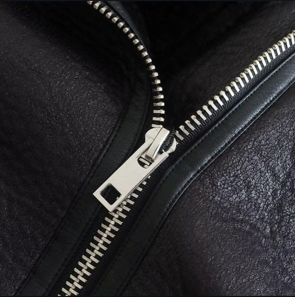 Women's Black Shearling Bomber Leather jacket
