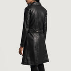 Women Alpine Black Long Leather Coat