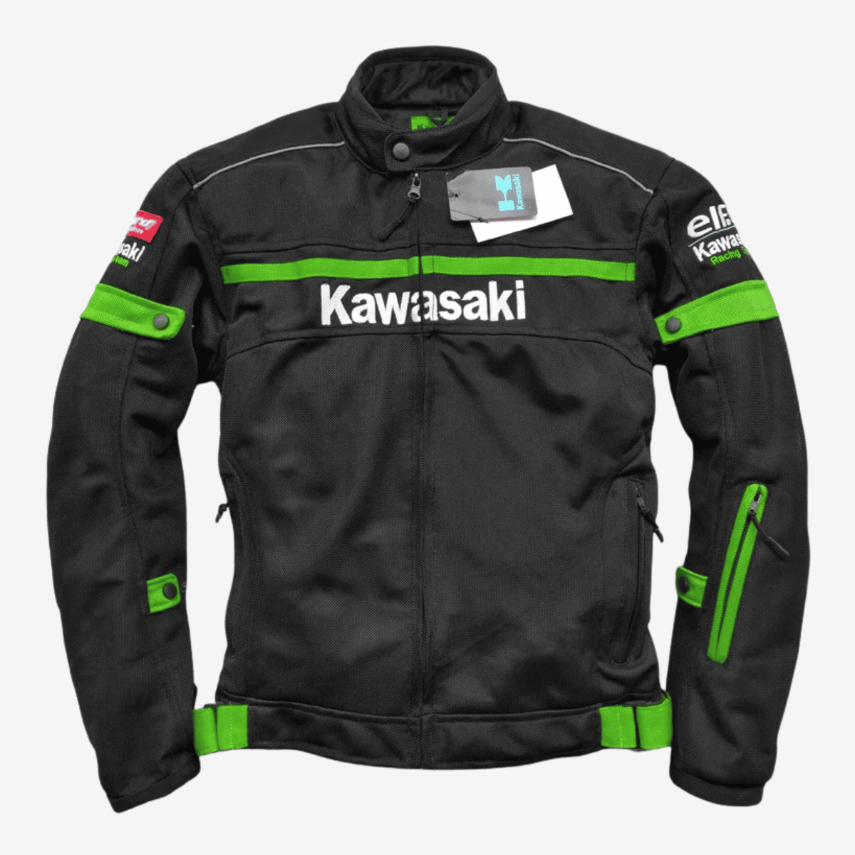 Kawasaki Black Mesh Motorcycle Jacket – Breathable Windproof Design