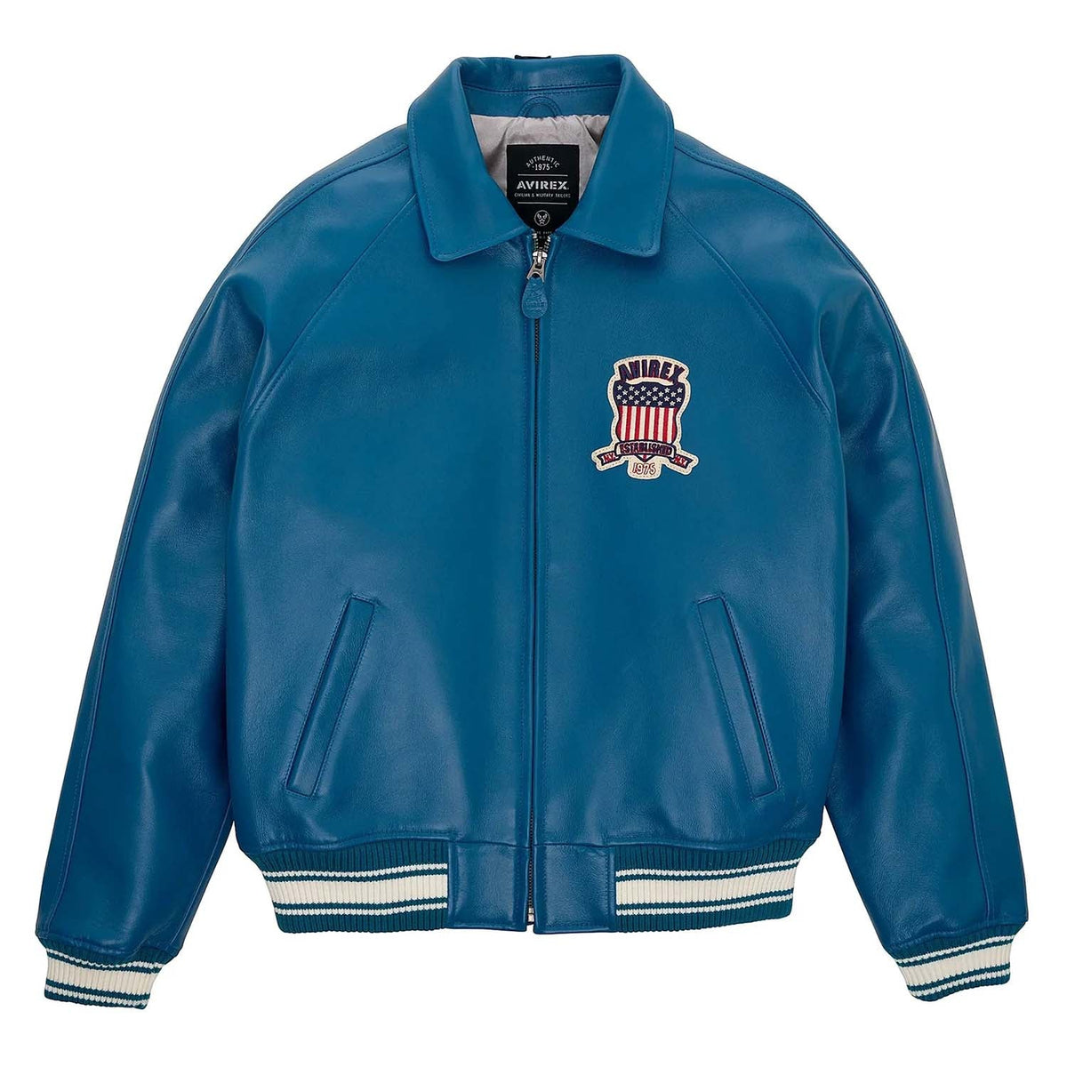 Avirex Dark Blue Leather Bomber Pilot Jacket