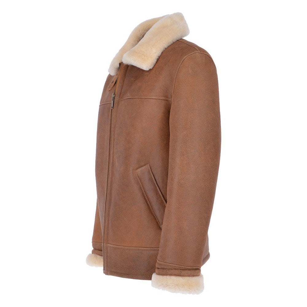 Men's Classic Chestnut RAF Shearling Flying Leather Jacket