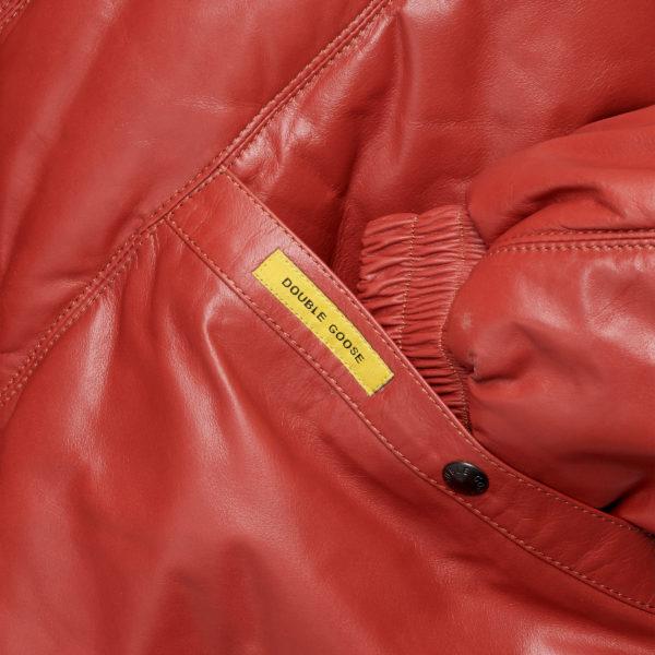Double Goose Men’s V-Bomber Leather Jacket | Chili Red Calfskin Down Coat