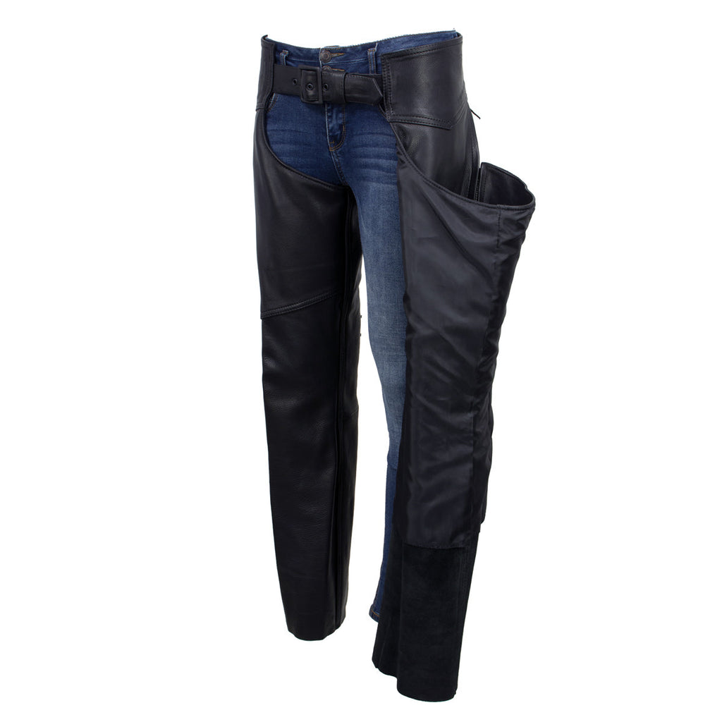 Milwaukee Leather USA MADE MLCHL5001 Women's Black Shade Premium Leather Motorcycle Chaps