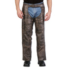 Hot Leathers CHM1008 Unisex Distressed Brown Premium Motorcycle Leather Chaps