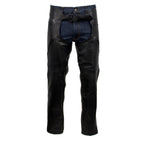 Hot Leathers CHM5001 USA Made Men's 'Cloak' Classic Black Premium Leather Motorcycle Chaps