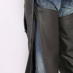 Hot Leathers CHM5001 USA Made Men's Classic Black Premium Leather Motorcycle Chaps
