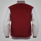 Classic Maroon and White Varsity Jacket