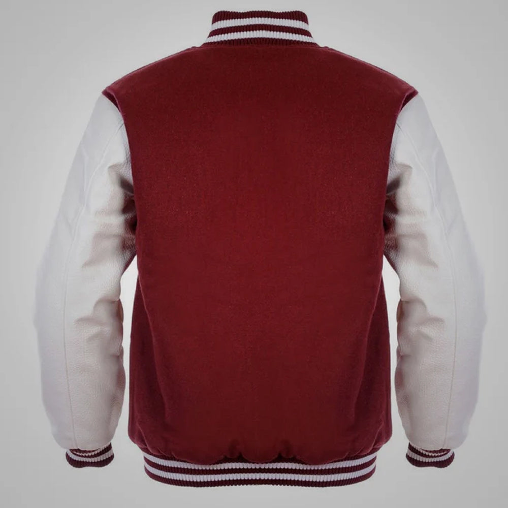 Classic Maroon and White Varsity Jacket