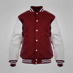 Classic Maroon and White Varsity Jacket