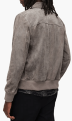 Men's Premium Gray Suede Leather Bomber Jacket by Avanzar Leather