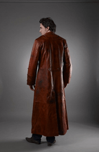 Men's Dark Brown Long Leather Coat - Classic & Refined