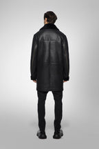 Men's Black Shearling B7 Bomber Leather Coat - Rugged & Warm