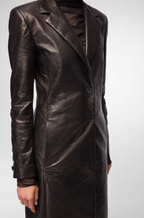 Women's Black Blazer Leather Coat