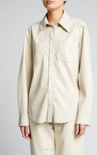 Women's Off White Full Sleeve Leather Shirt with Elegant Design