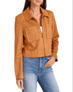 Women's Brown Suede Leather Harrington Jacket