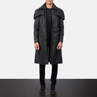 Men’s Classic Black Sheepskin Leather Duster Coat