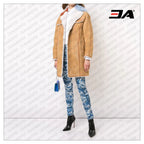 Contrast Collar Shearling Fur Coat