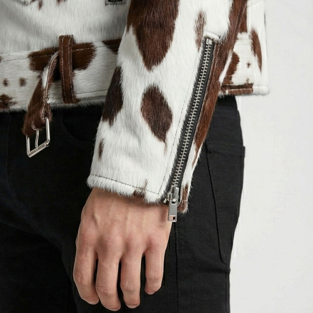 Men’s Hair-On Cowhide Double Rider Jacket