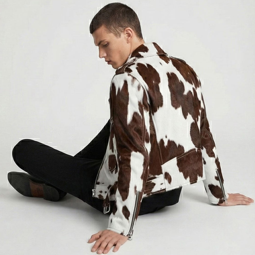 Men’s Hair-On Cowhide Double Rider Jacket