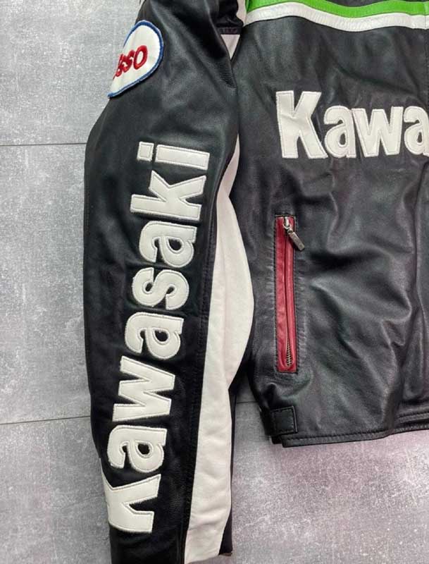 Trending Cowhide Kawasaki Motorcycle Racing Leather Jacket