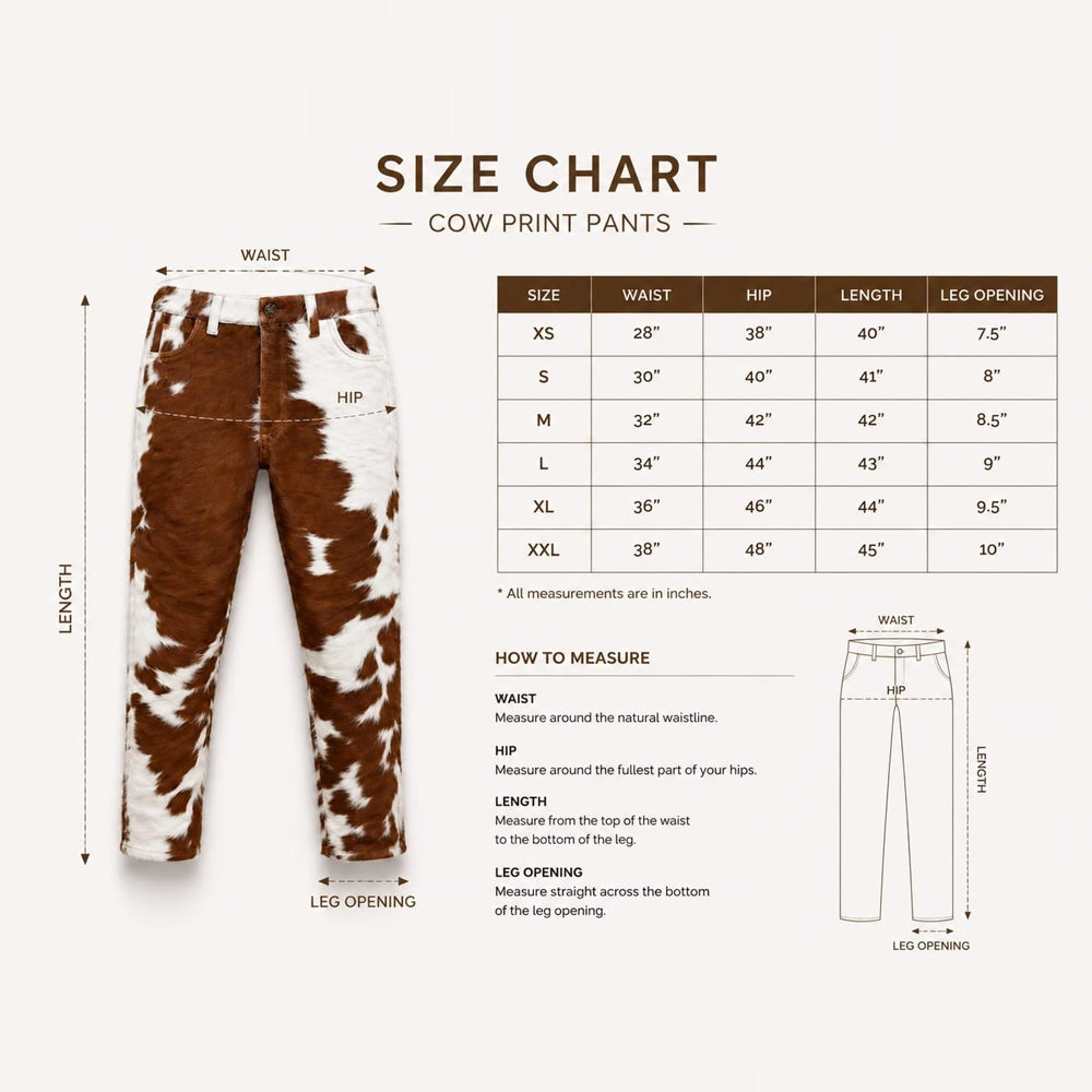 Handmade Men's Real Cowhide Leather Pants | Hair-on-Hide Cow Print Rodeo Style