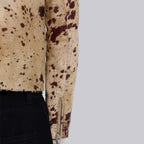 Men’s Beige Speckled Hair-On Cowhide Racer Jacket