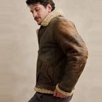 Distressed Crackled B-3 Flight Jacket in Vintage Brown Leather