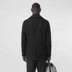 Men’s Black Fleece Peacoat – Classic Double Breasted Winter Coat