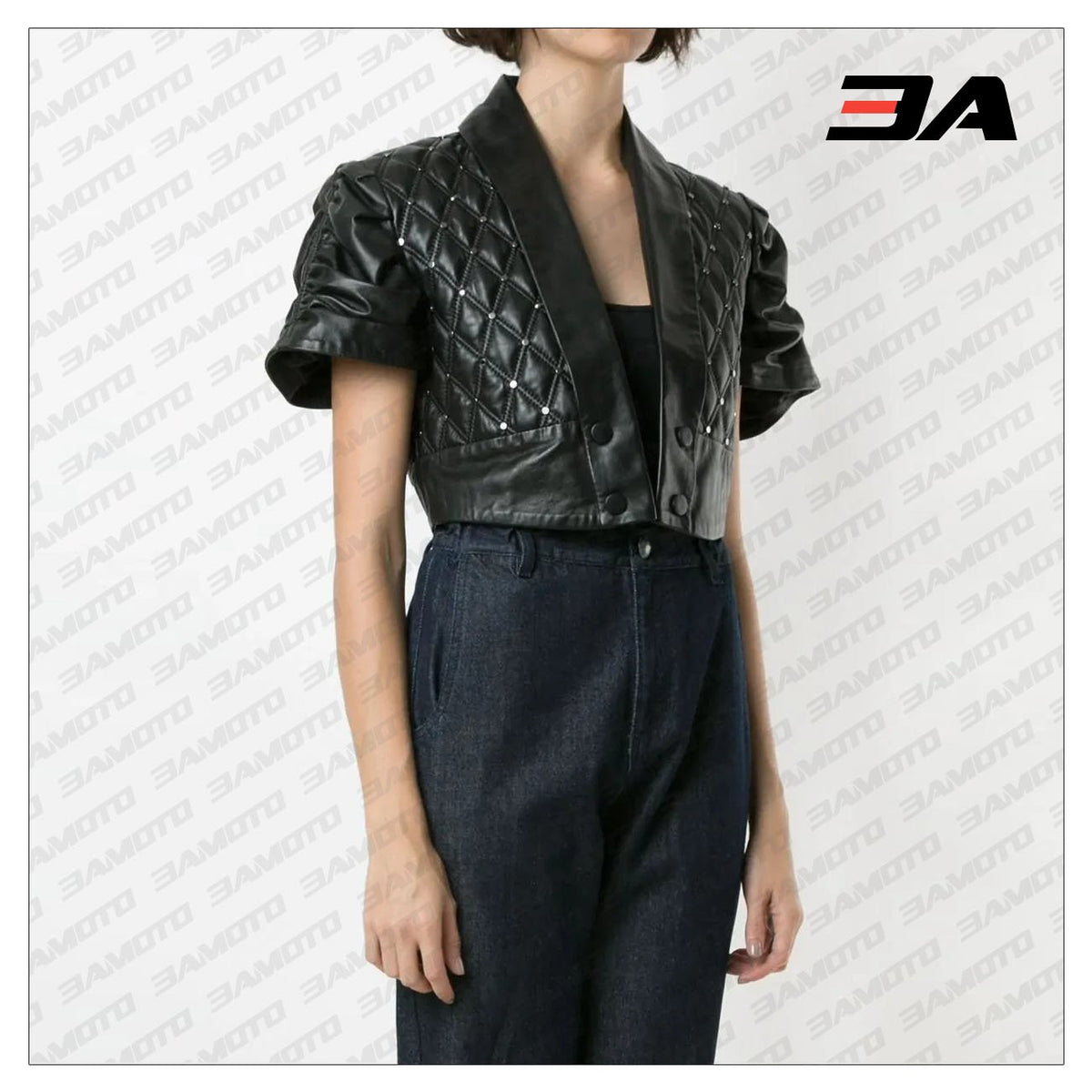 Cropped Quilted Leather Jacket