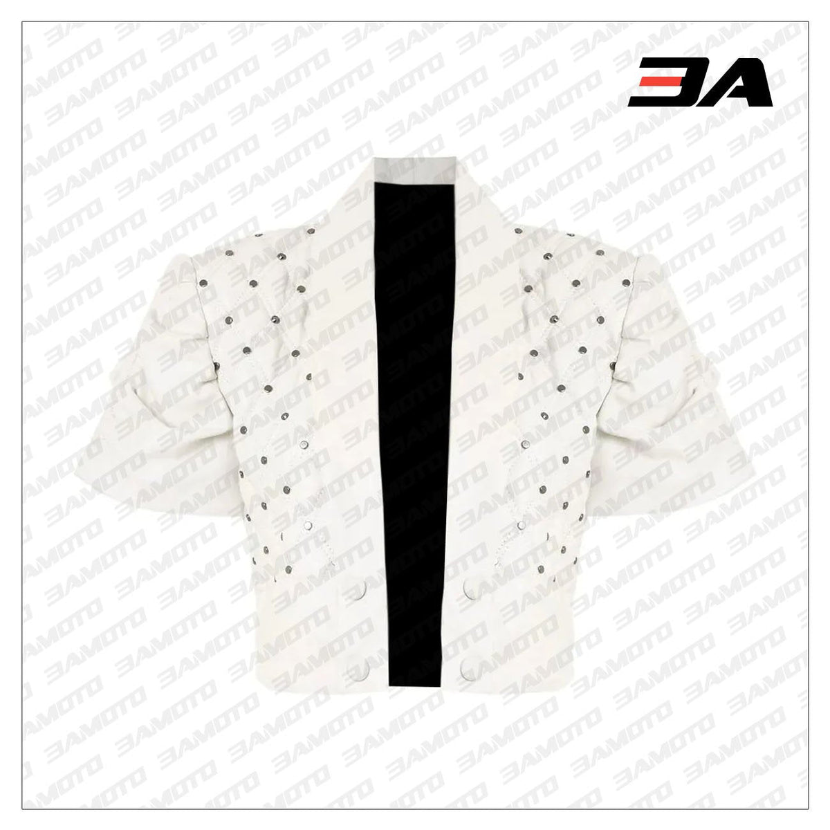 Cropped Quilted White Leather Jacket