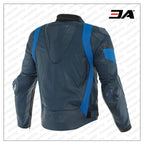 Custom Blue and Black Motorcycle Leather Jacket