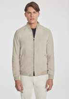 Men's Premium Off-White Suede Leather Bomber Jacket by Avanzar Leather