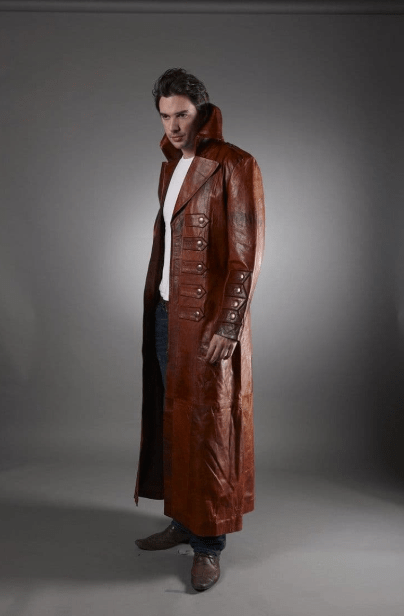 Men's Dark Brown Long Leather Coat - Classic & Refined