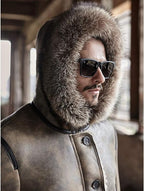 Men's Premium Beige Shearling Parka Leather Jacket by Avanzar Leather